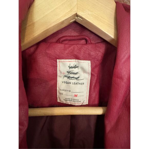 Free People Vegan Red Leather Jacket - Picture 7 of 12